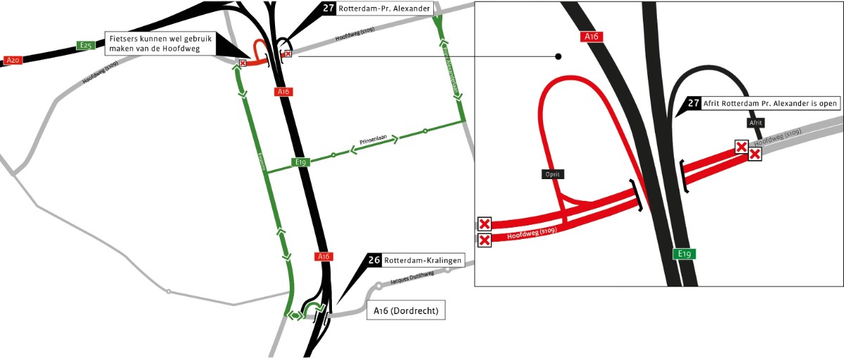 Hoofdweg afsluiting Januari