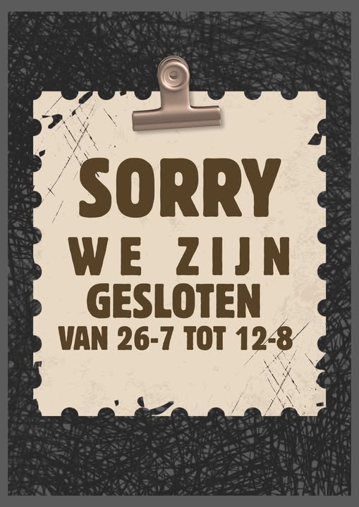 Helaas gaat de Speeltuin 2 weken dicht